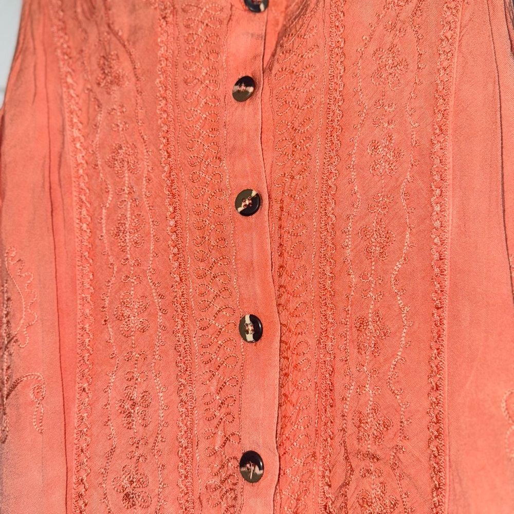 Raya Sun Peach Button-Front Midi Dress - Picture 3 of 4